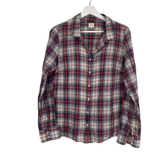 J. Crew Women's Suckered Tartan The Perfect Shirt size Large - Picture 1 of 4